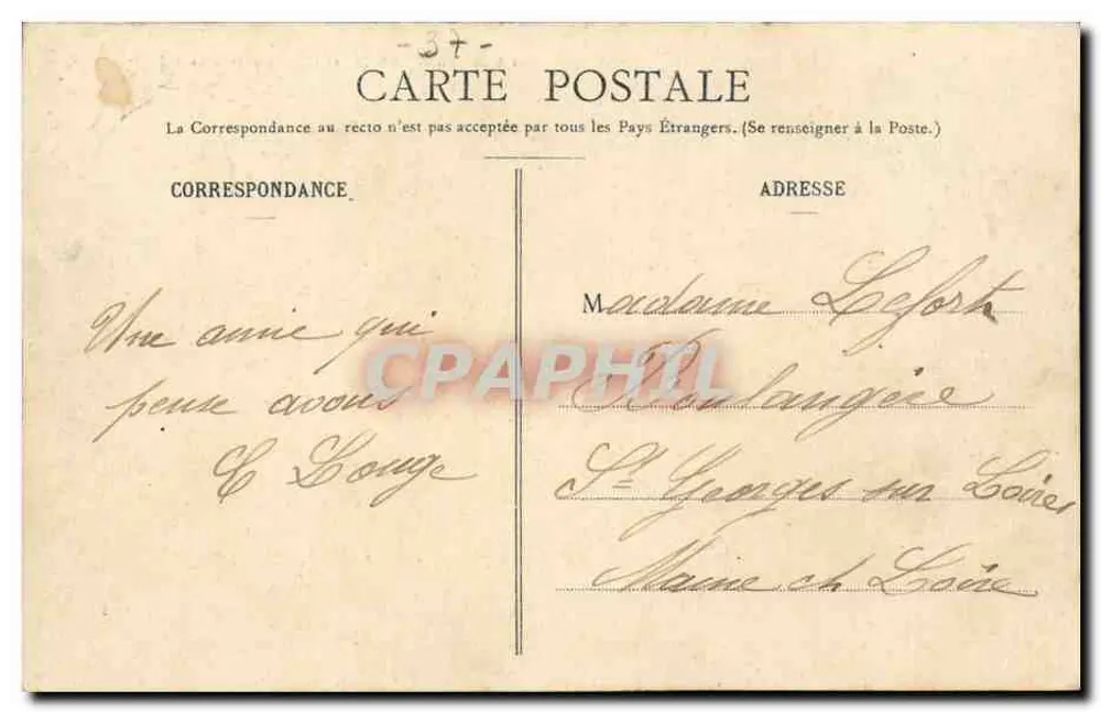 La Membrolle (I.-et-L.) - Castelo de Bel-Air - H.B. - Verso