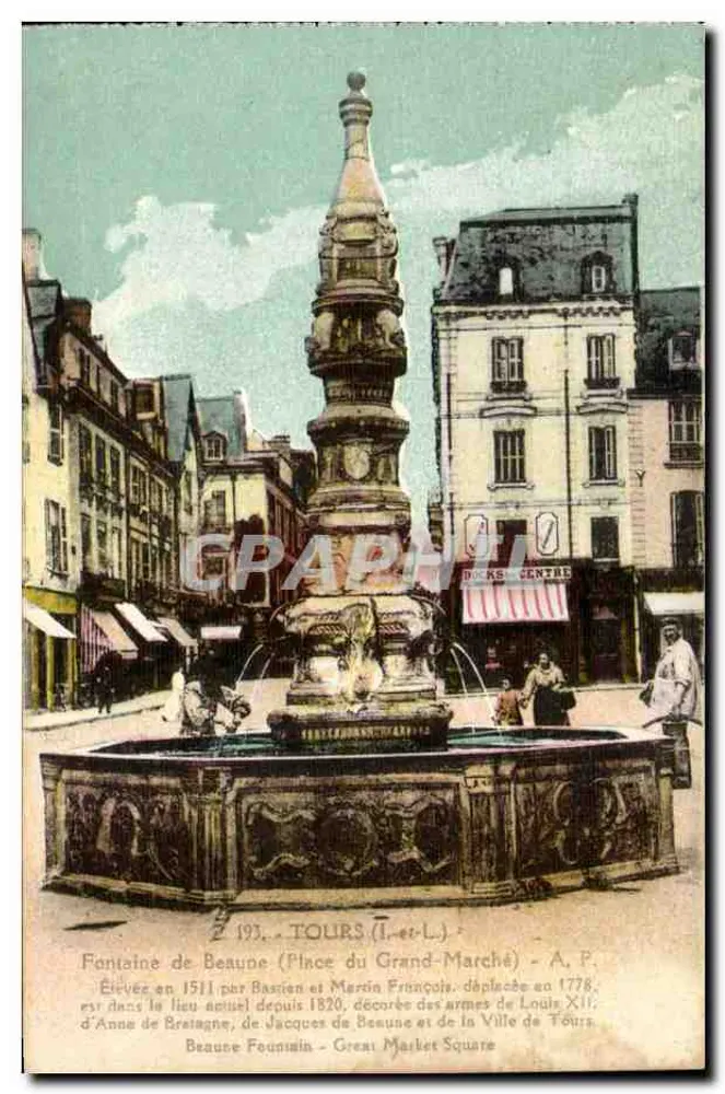 Fontäne von Beaune (Place du Grand-Marché) — Tours — A. Pavechin, n° 193 - Vorderseite