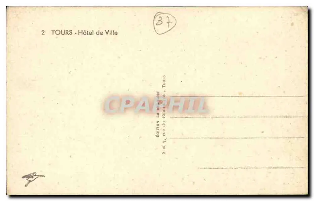 Tours - Hotel de Ville — editor La Dienne, Tours - Verso