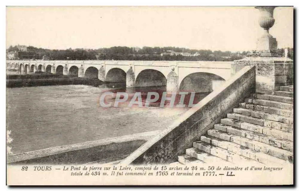 Tours — Die Steinbrücke über die Loire — LL - Vorderseite
