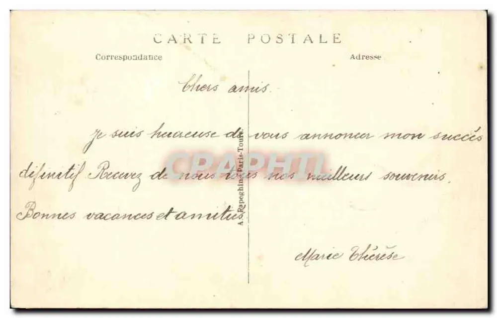 Tours (Loire-et-Loire) — Avenida de Grammont — A.P. n°73 - Verso