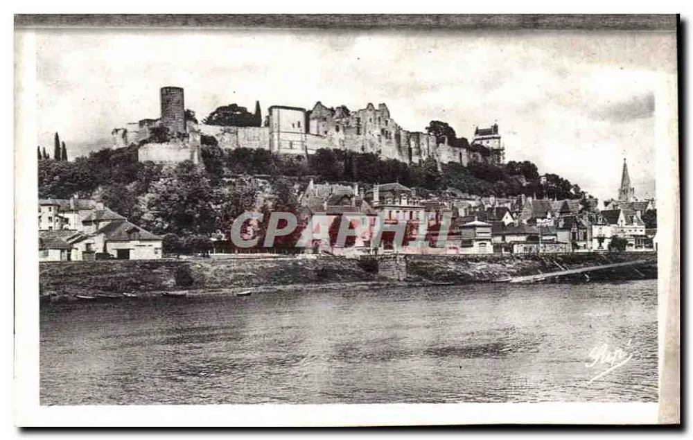Chinon (Indre-et-Loire) — Il Castello e il Fiume Vienne — Edizione A. Bruel Angers - Recto