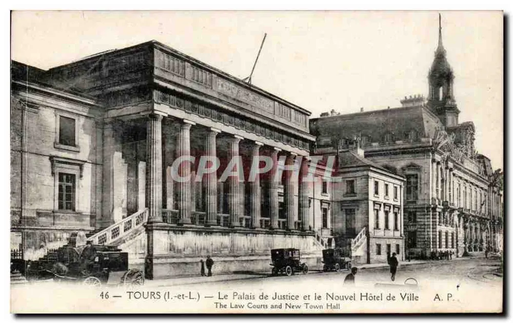 Tours (Indre-et-Loire) — Ansicht des Palastes der Justiz und des neuen Rathauses — A.P. n°46 - Vorderseite