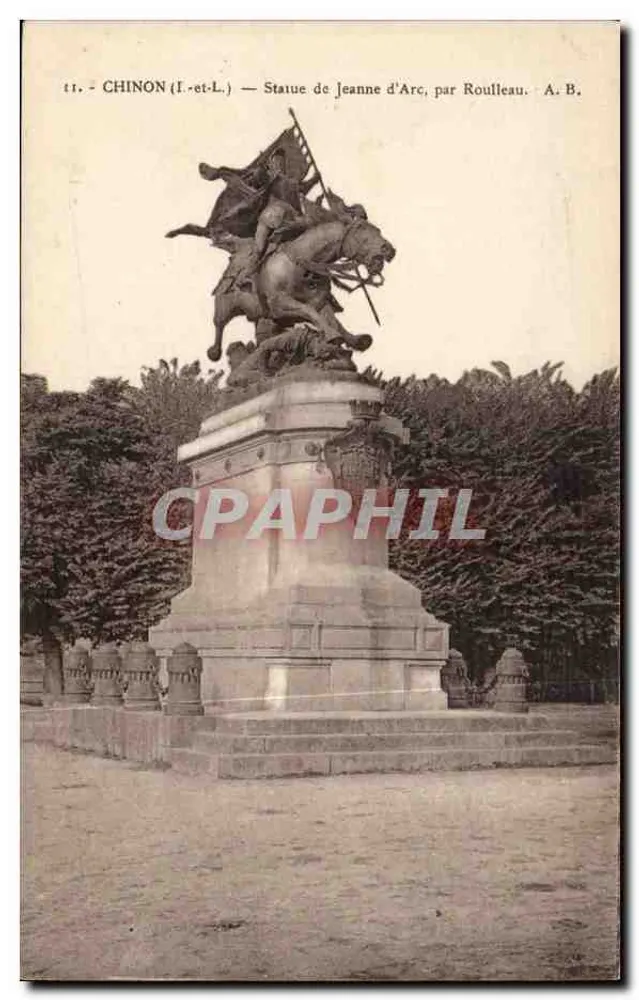 Chinon (Indre-et-Loire) — Statue der Jeanne d'Arc von Roulléau — A. B. - Vorderseite