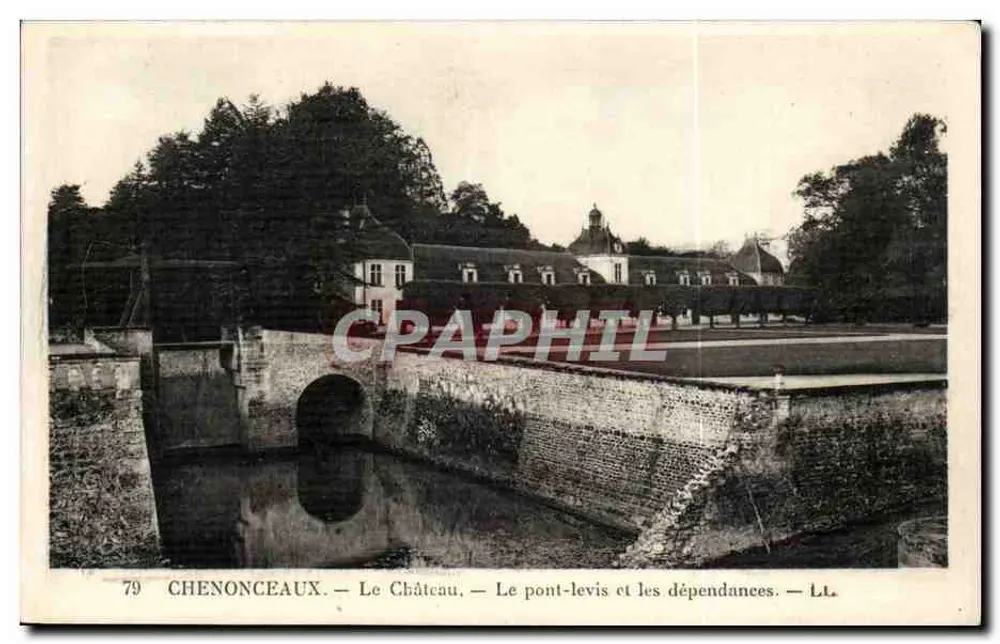 Chenonceaux — Il Castello, Il ponte levatoio e le dipendenze — LL - Recto