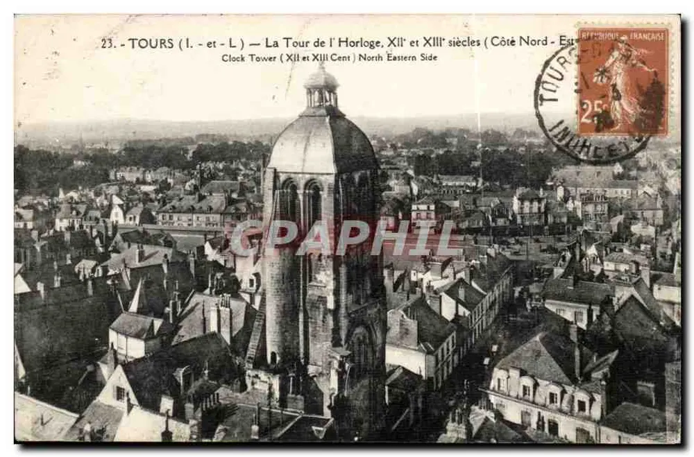 Tours (I. - et - L.) — A Torre da Hora, séculos XII e XIII (Lado Nordeste) — Editor não identificado, n° 23 - Frente