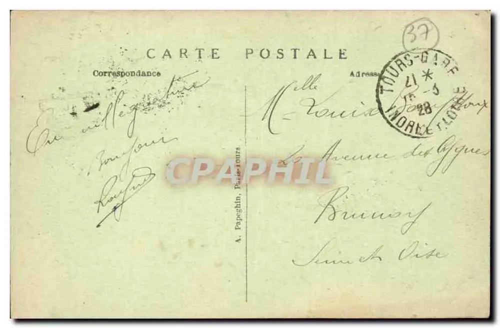 Tours (I. - et - L.) — A Torre da Hora, séculos XII e XIII (Lado Nordeste) — Editor não identificado, n° 23 - Verso