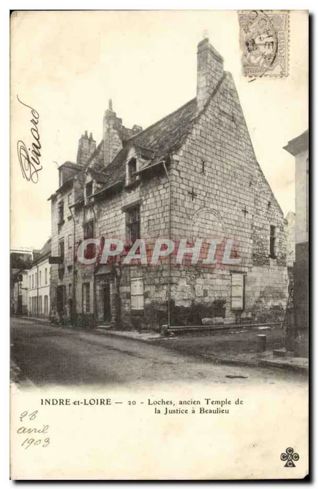 Loches - Ansicht des ehemaligen Tempels der Gerechtigkeit in Beau lieu — Verlag G. G. G. Nr. 20 - Vorderseite