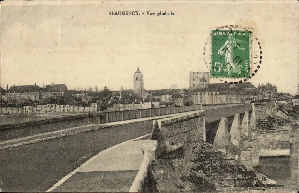Beaugency - Vista geral — A. Lalawes, litografia Beaugency - Frente
