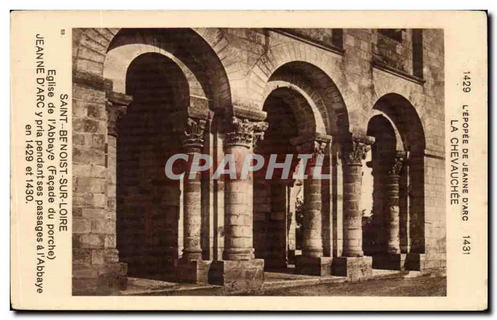 Kirche Saint-Benoît-sur-Loire — Fassade des Portals — Der Aufenthalt von Jeanne d'Arc — Dillen & Cie, Paris - Vorderseite