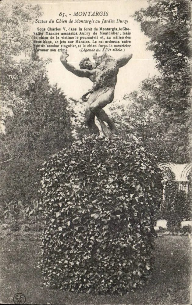 Statue des Hundes von Montargis im Jardin Durzy — Montargis — C.F. M. - Vorderseite