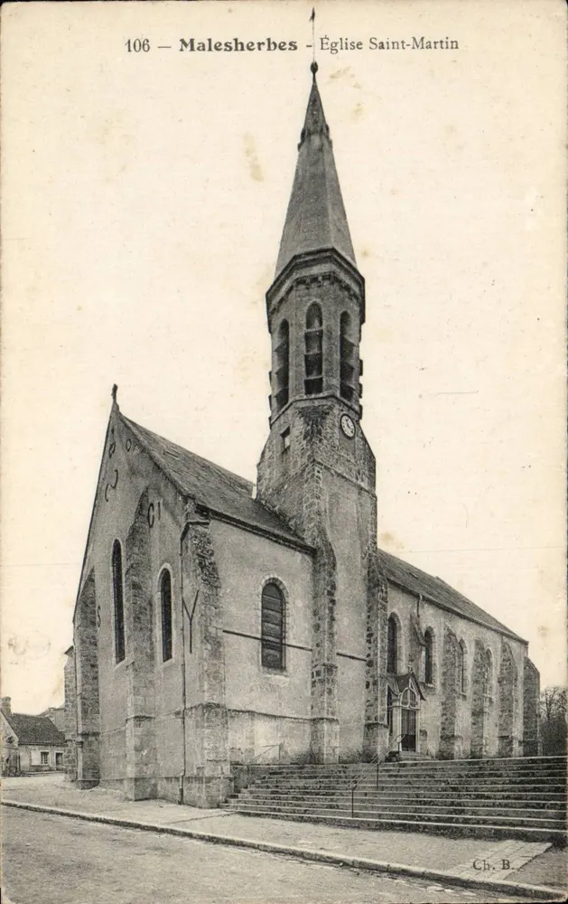Malesherbes — Igreja de São Martinho — Bilhete postal antigo n°106 - Frente