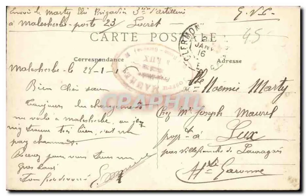 Malesherbes — Igreja de São Martinho — Bilhete postal antigo n°106 - Verso