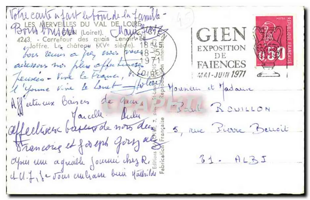 Gien - Kasteel van de Quais Lenoir — Uitgaven Valoire, n° 4243 - Achterkant