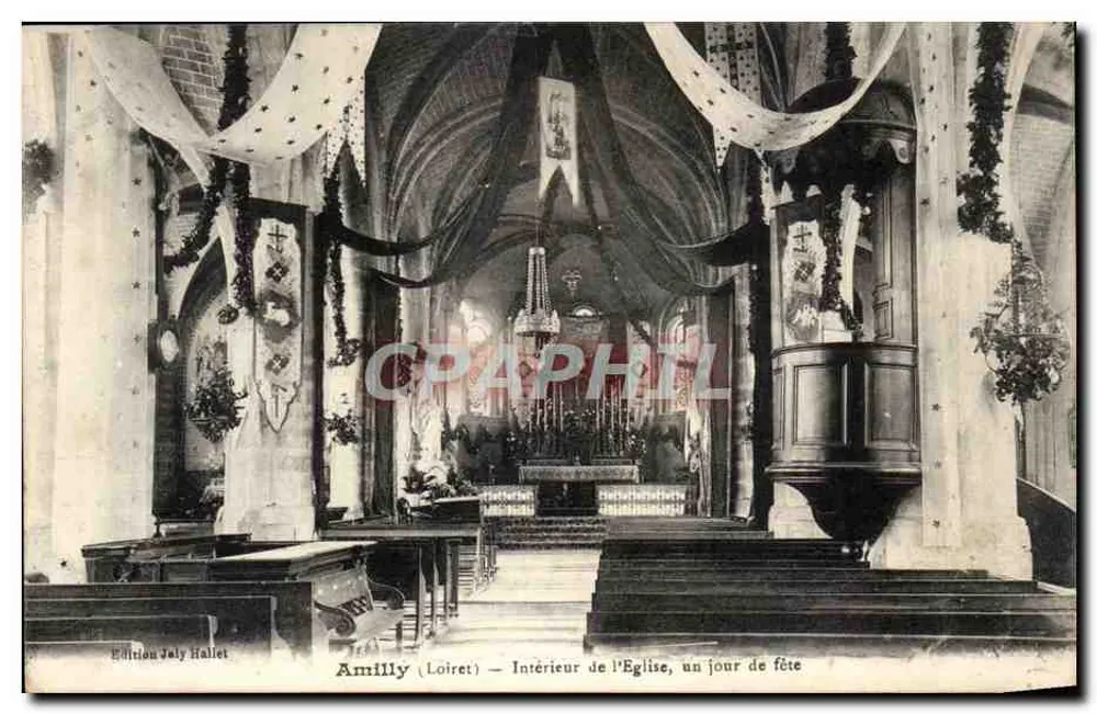 Amilly (Loiret) — Innenansicht der Kirche, an einem Festtag — Edition Joly Hallet - Vorderseite