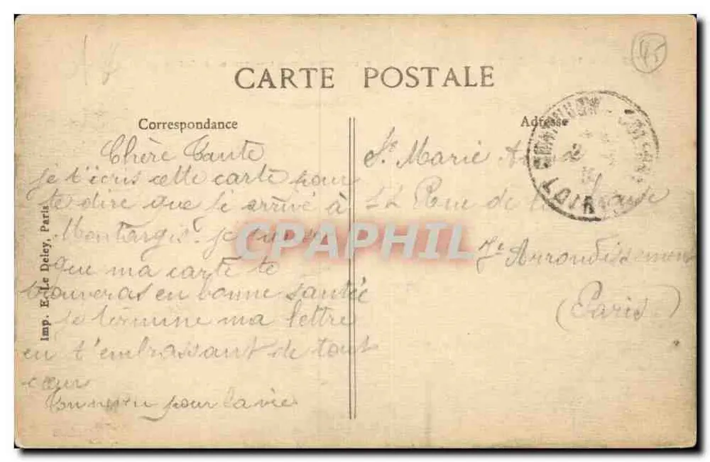 Châtillon-Coligny (Loiret) — Das Schloss — Prächtige Terrasse mit Galerie des 17. Jahrhunderts — Verlag: Imp. E. Le Deley, Paris, Nr. 3798 - Rückseite