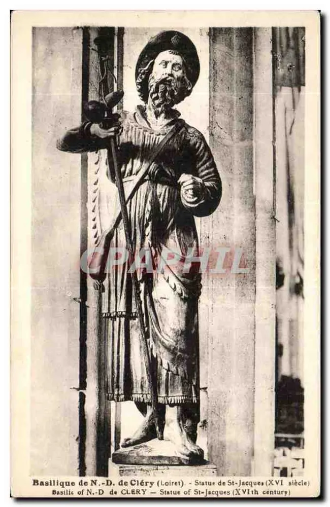 नोट्र-डैम-डे-क्लेरी के बेसिलिका — सेंट-जैक्स की स्टैच्यू (16वीं शताब्दी) — एल. लेनोर्मांड, ऑर्लियन्स - आगे