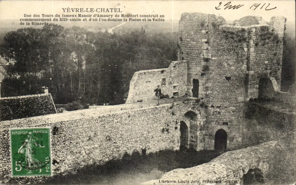 YÈVRE-LE-CHATEL — Torre do castelo de Amaury de Montfort no início do século XIII — Livraria Louis Joly, Pithiviers - Frente