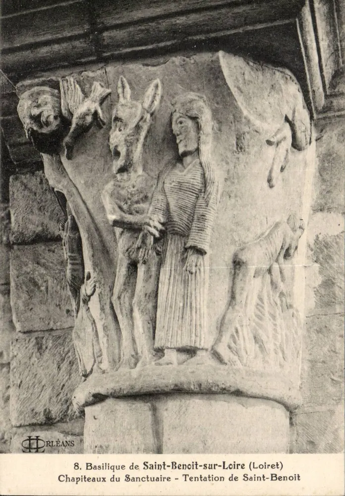 Basilika von Saint-Benoît-sur-Loire — Kapitelle des Heiligtums — Versuchung des Saint-Benoît — Verlag L. Lenormand, Orléans, Nr. 8 - Vorderseite