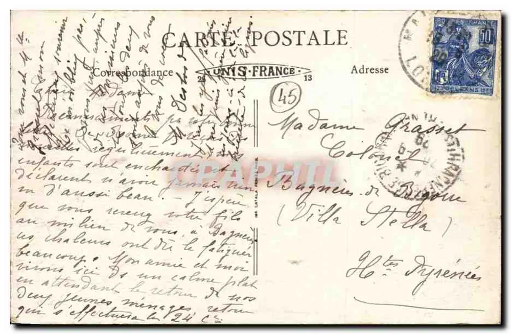 Malesherbes - Rochers de Bel-Air — Inschrift « Ô MON PAYS ! SOIS MES AMOURS ! TOUJOURS ! CHATEAUBRIAND » — Verlag unbekannt, n° 288 - Rückseite