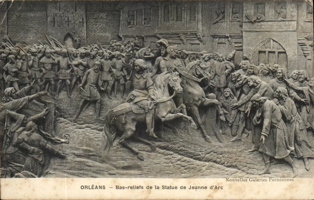 Orléans — Bas-reliefs da Estátua de Joana d'Arc — Nouvelles Galeries Parisiennes - Frente