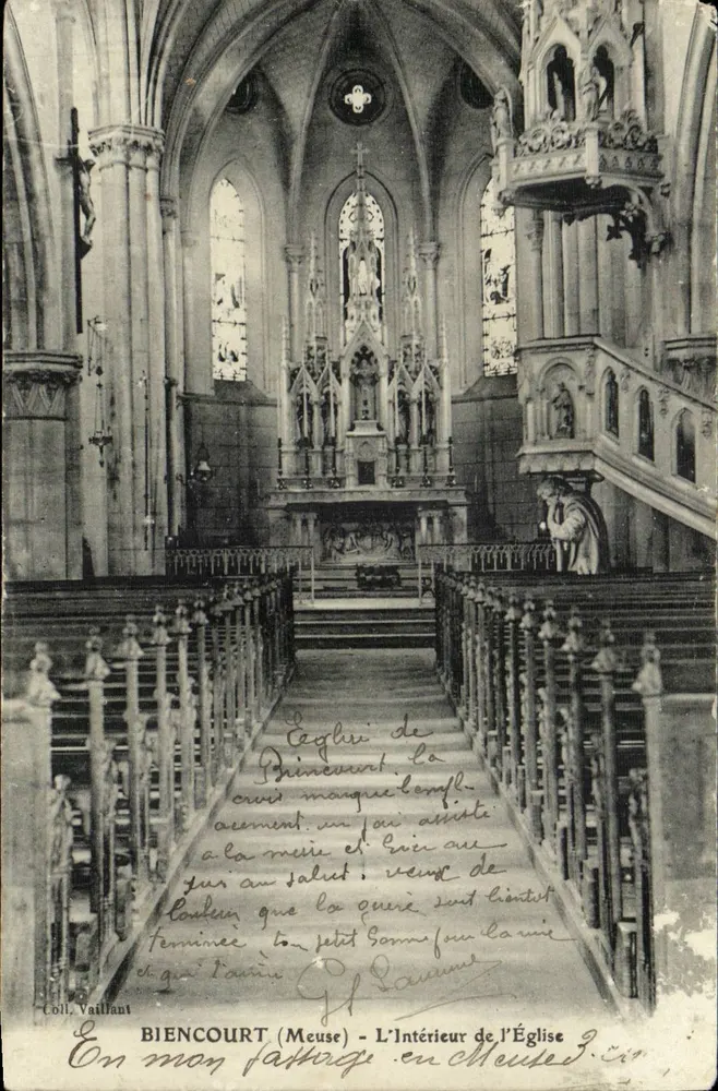 BIENCOURT (Meuse) - Innenansicht der Kirche — Sammlung Vaillant - Vorderseite