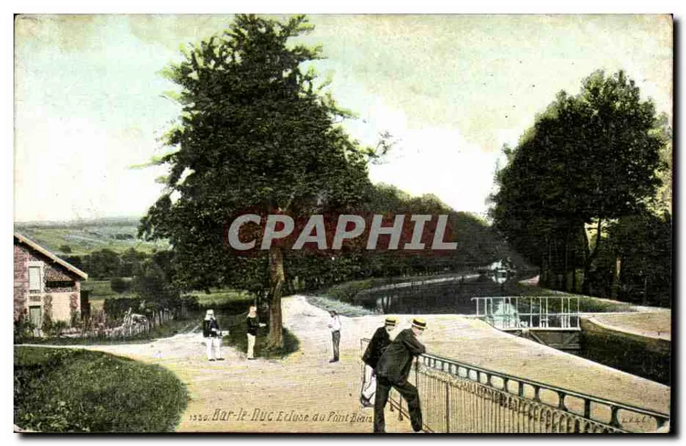 Bar-le-Duc - Ecluse du Pont-Floris — Bilhete postal antigo de la série 1550, éditée par L. V. & Cie - Frente