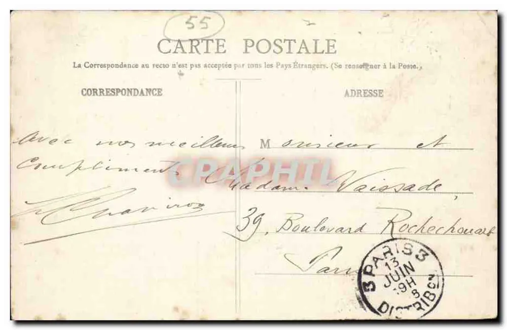 Bar-le-Duc - Le Pont Notre-Dame, von der Place Exelmans aus gesehen — Verlag: Vve Bonlie Col. n°, Bar-le-Duc - Rückseite