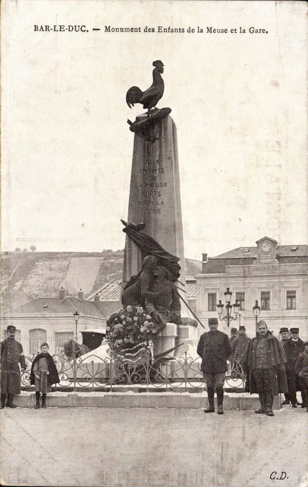 Bar-le-Duc — Denkmal der Kinder der Meuse und der Bahnhof — C.D. - Vorderseite