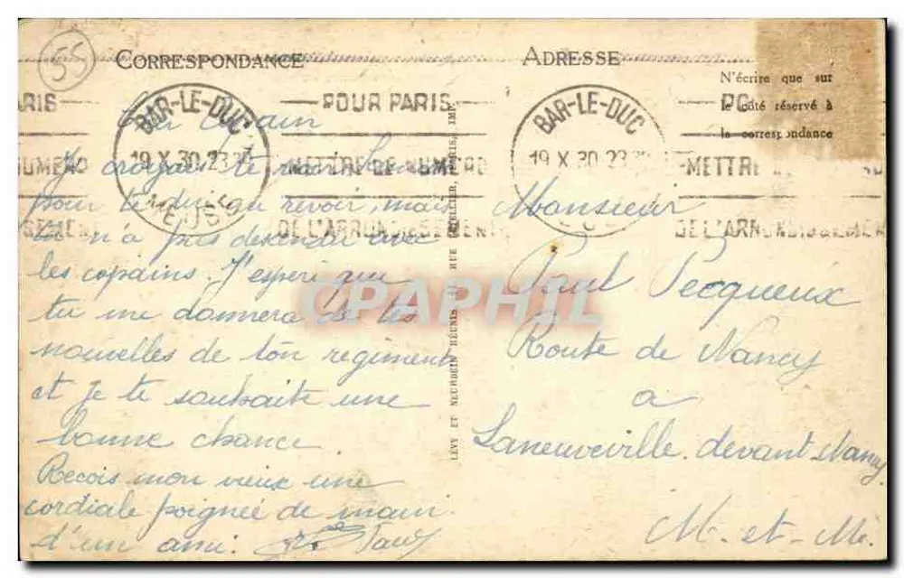 Bar-le-Duc — Das Rathaus und der Park — Verlag Magasins Réunis, Nr. 48 - Rückseite