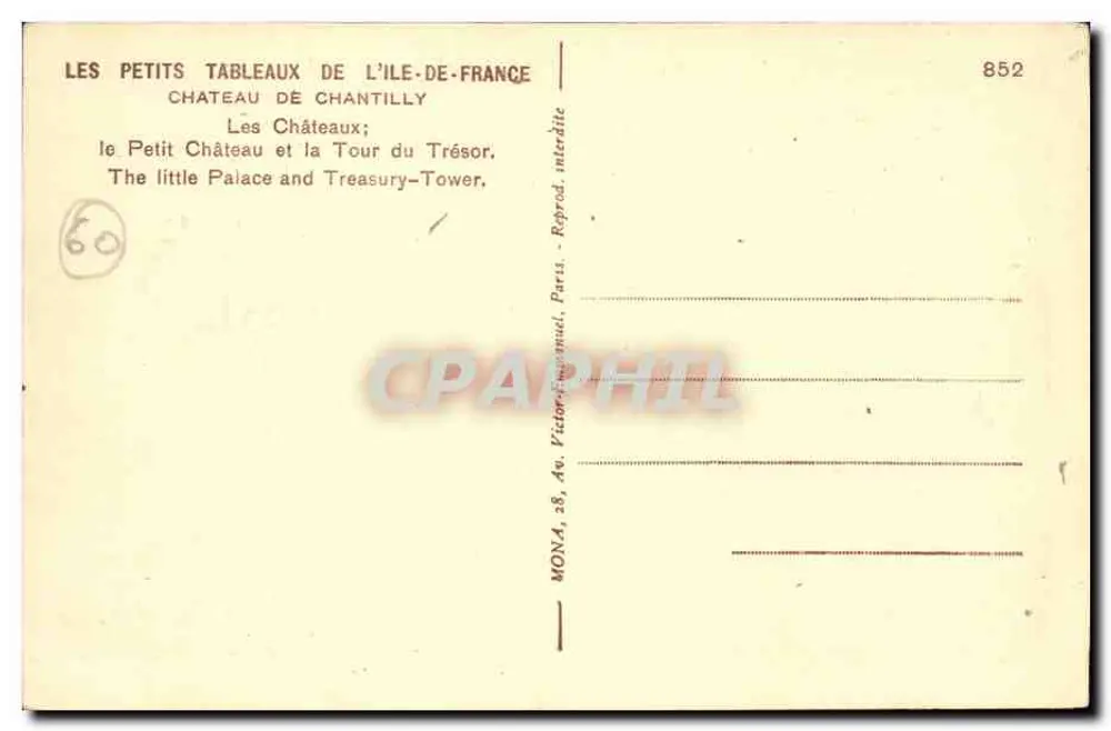 Chantilly — Das kleine Schloss und die Schatztour — Mona, n°852 - Rückseite