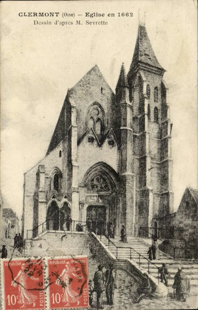 Clermont (Oise) — Kerk uit 1662 — Tekening gemaakt naar M. Sevrette - Voorkant