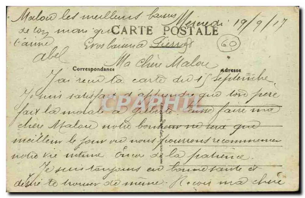 Creil — A Igreja — Oliché Izard, Ed. Francollin 1917 - Verso