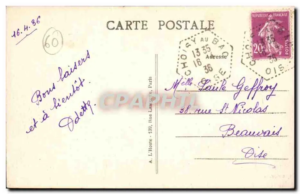 Francport (Oise) — O Castelo — A. L'Hoste, Paris - Verso