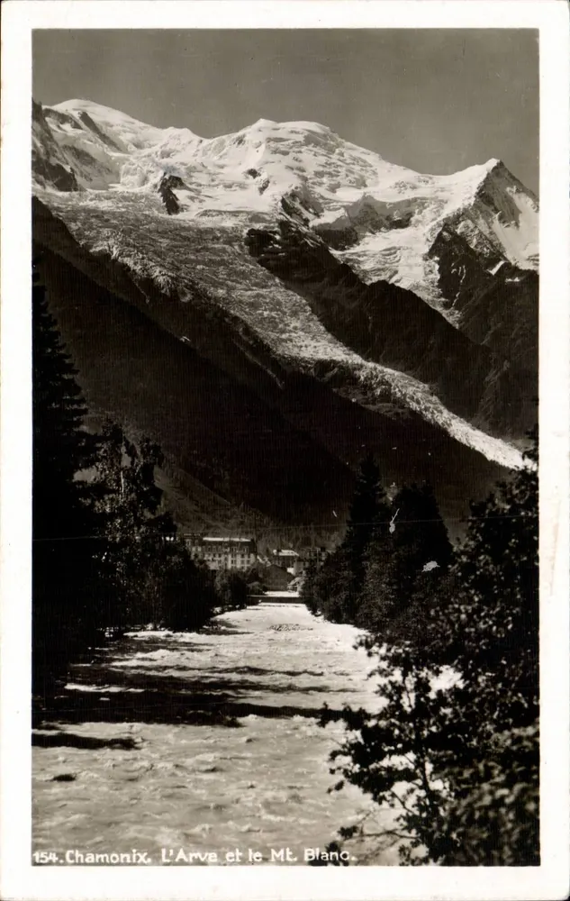 Chamonix — De Arve en de Mt. Blanc — Société Graphique Neuchâtel n°154 - Voorkant