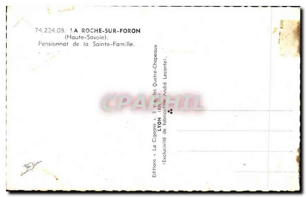 Internat der Heiligen Familie — La Roche-sur-Foron (Haute-Savoie) — Éditions La Cigogne - Rückseite