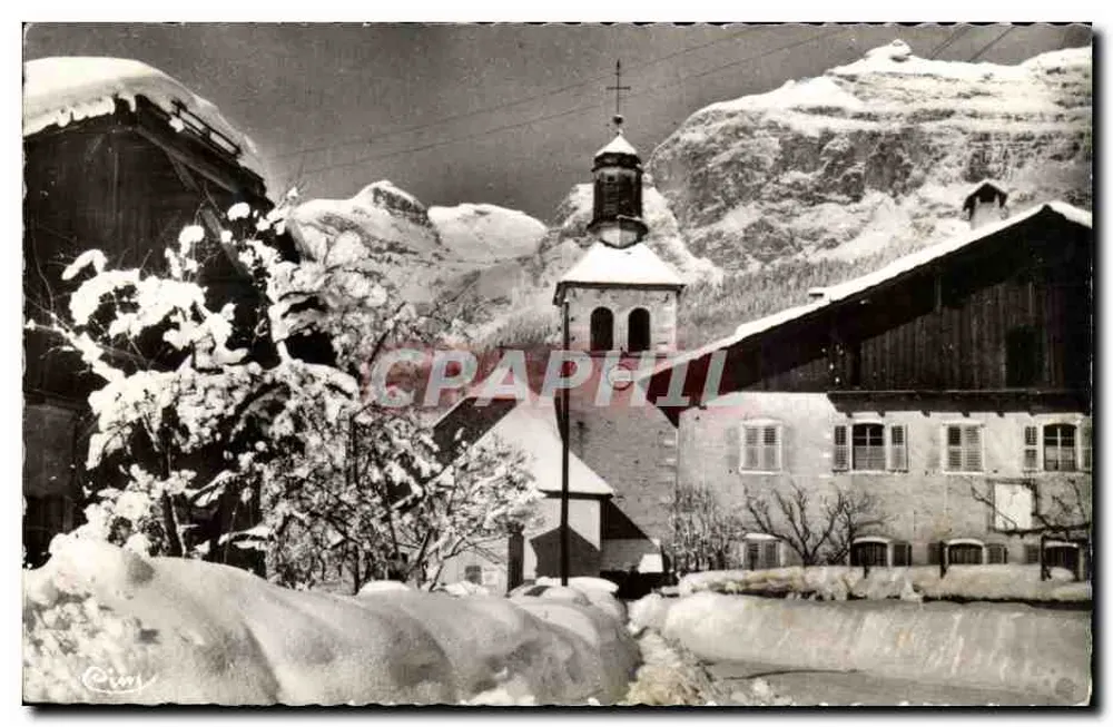 Servoz (Haute-Savoie) — Die Kirche und die Kette der Fiz — Authentische Fotografie - Vorderseite