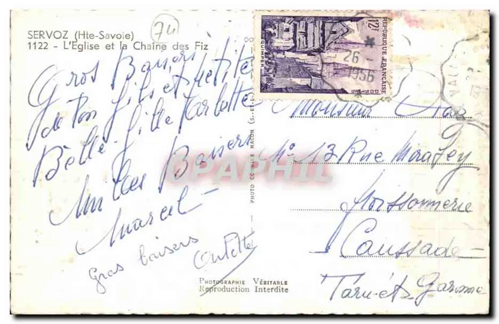 Servoz (Haute-Savoie) — Die Kirche und die Kette der Fiz — Authentische Fotografie - Rückseite