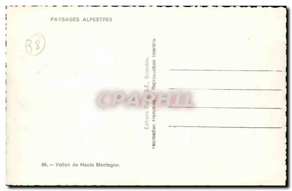 Vale de Alta Montanha — Paisagens Alpinas — Edições C.A.D.S.E., Grenoble - Verso