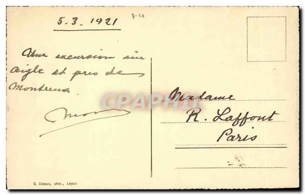 Les Diablerets - A Grande Água — G. Doiaux, fot. Leysin, n°385 - Verso