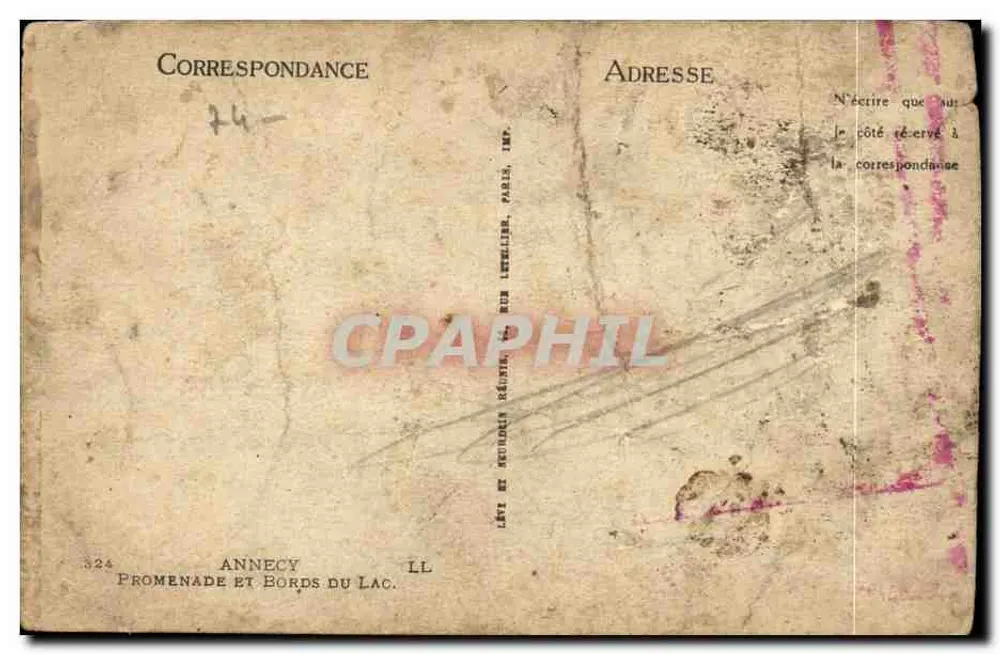 Annecy — Promenade et Bords du Lac — LL, impr. Paris - Rückseite