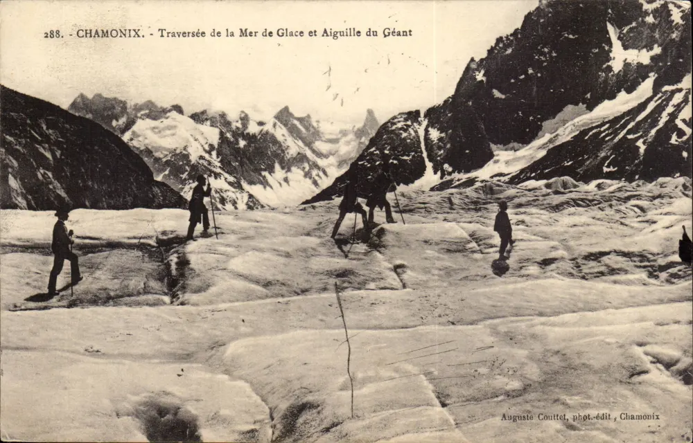 Chamonix - Überschreitung der Mer de Glace und Aiguille du Géant — Auguste Couttet, Foto-Verlag, Chamonix - Vorderseite