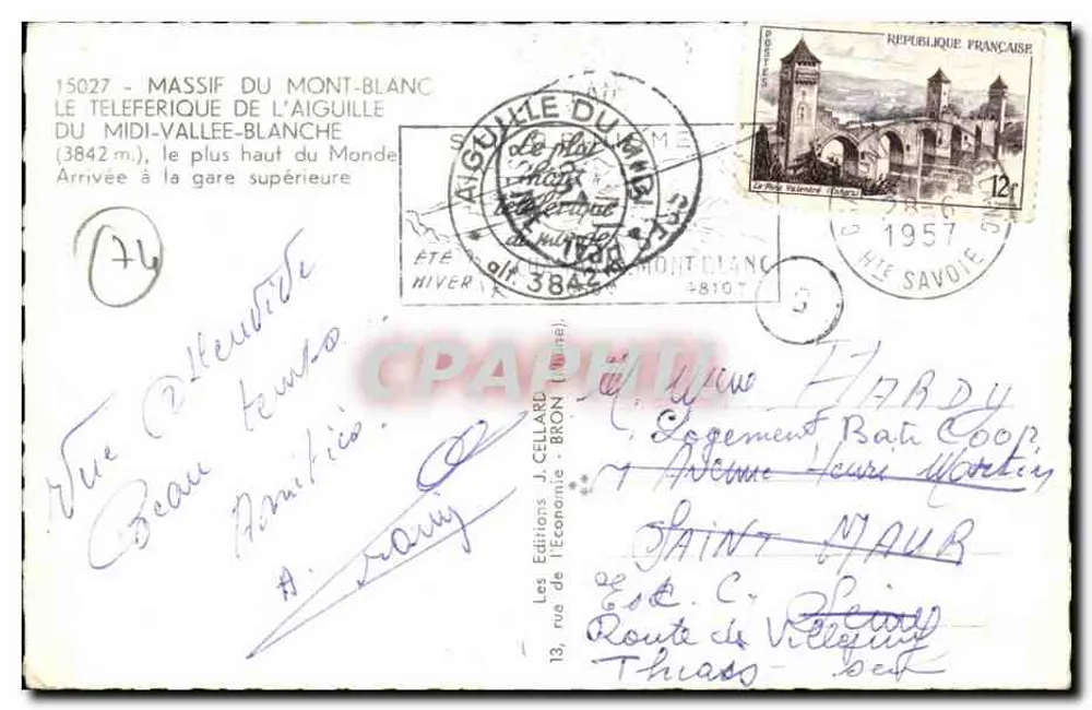 Der Seilbahn der Aiguille du Midi — Massif du Mont-Blanc — Editionen J. Cellard - Rückseite