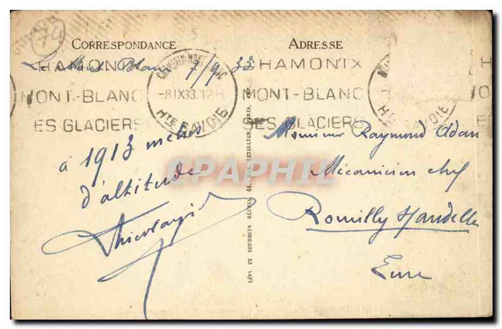 Massief van de Mont-Blanc — Le Brévent en het Planpraz — LL. — n° 595 - Achterkant