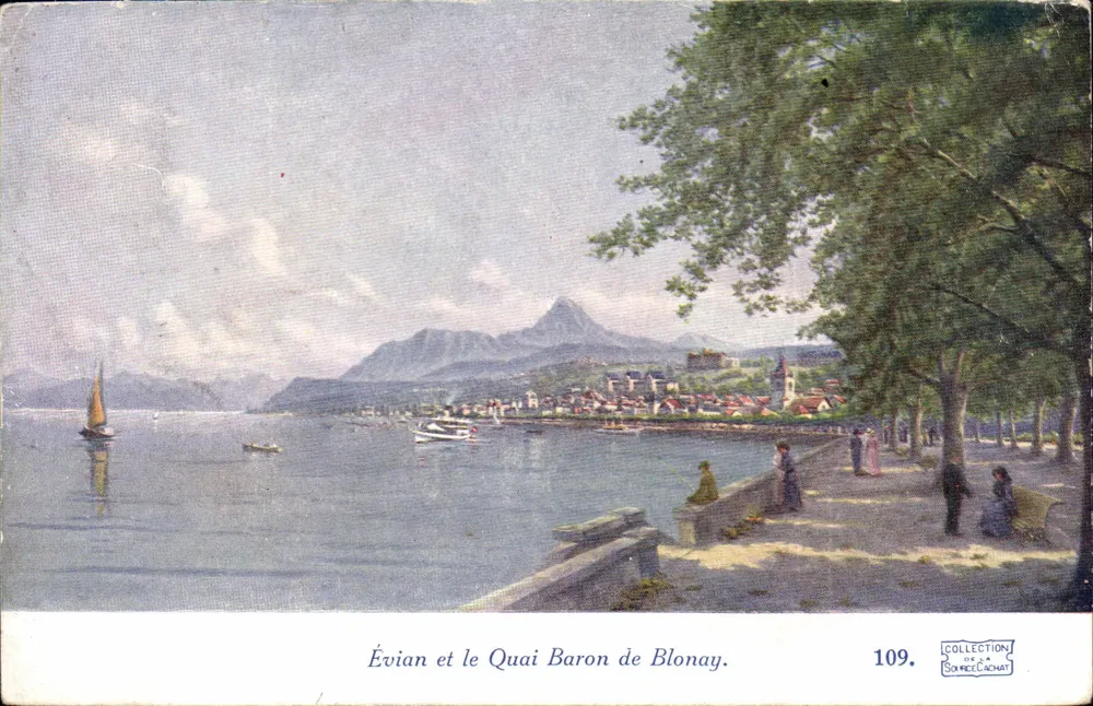 Évian e o Quai Baron de Blonay — Coleção de A. Sourecachat, n°109 - Frente