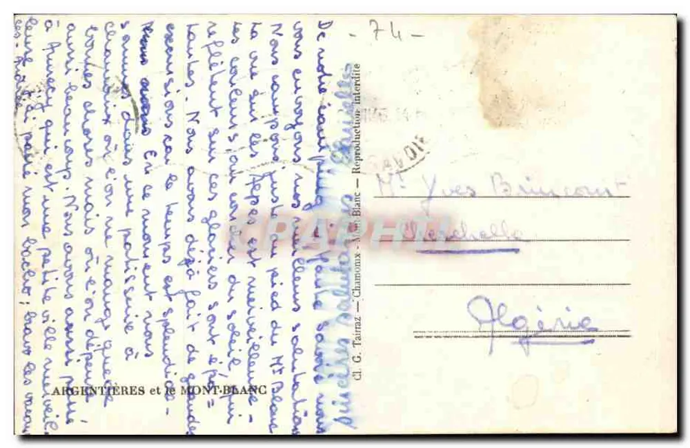 Argentières e o Mont-Blanc — G. Tairraz — n°74 - Verso
