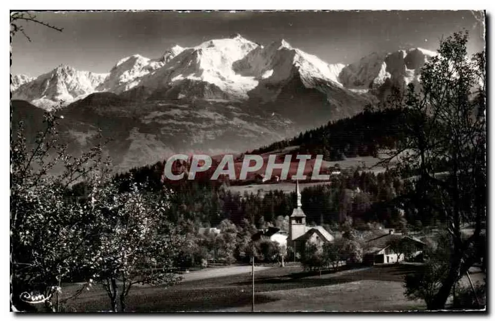 Sallanches (Haute-Savoie) — Kerk van Cordon en de Mont-Blanc — Fotograaf C. L. (CIM) - Voorkant