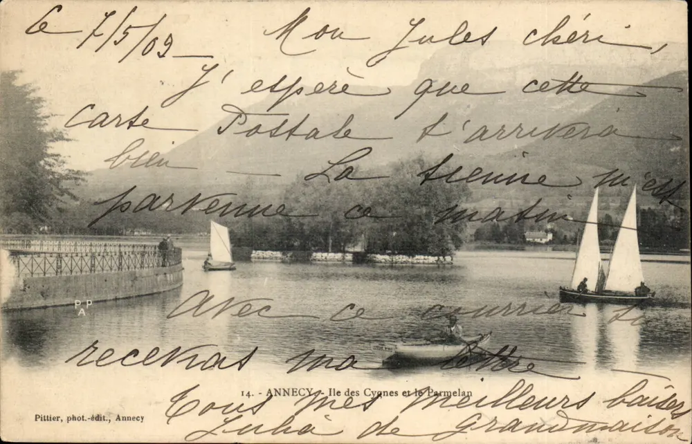 Annecy — Ile des Cygnes und der Parmelan — Pittier, phot.-édit., Annecy, n°14 - Vorderseite