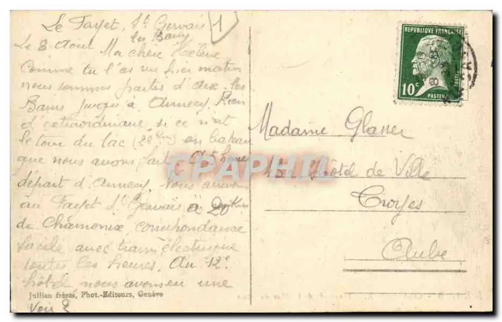 Chamonix — Traversée de la Mer de Glace — J. J. 544 B - Verso
