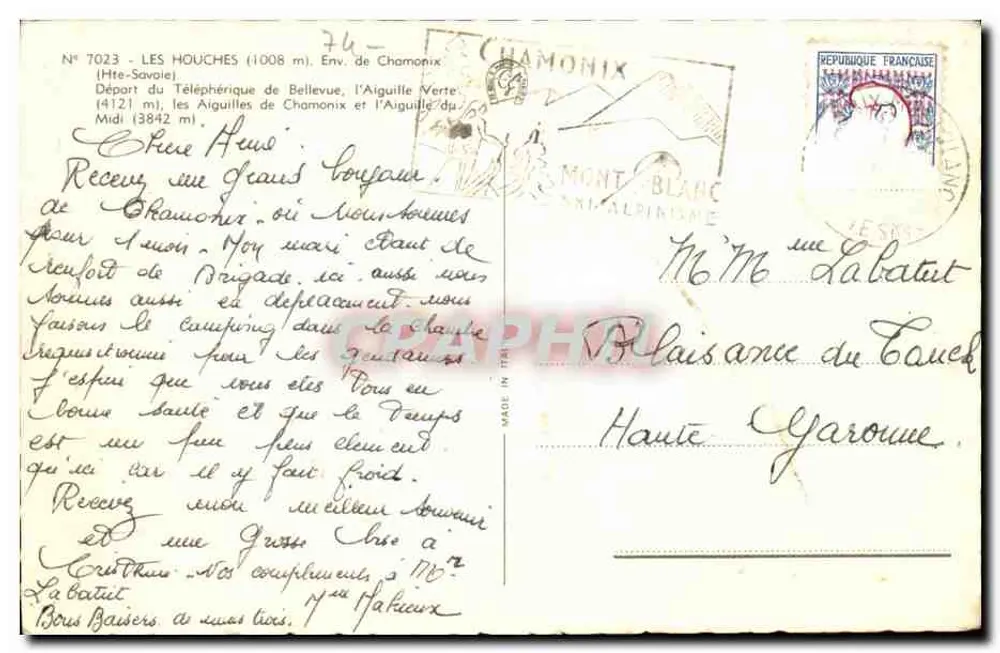 Les Houches — Abfahrt des Bellevue Seilbahn — Verlag G. Baudry - Rückseite